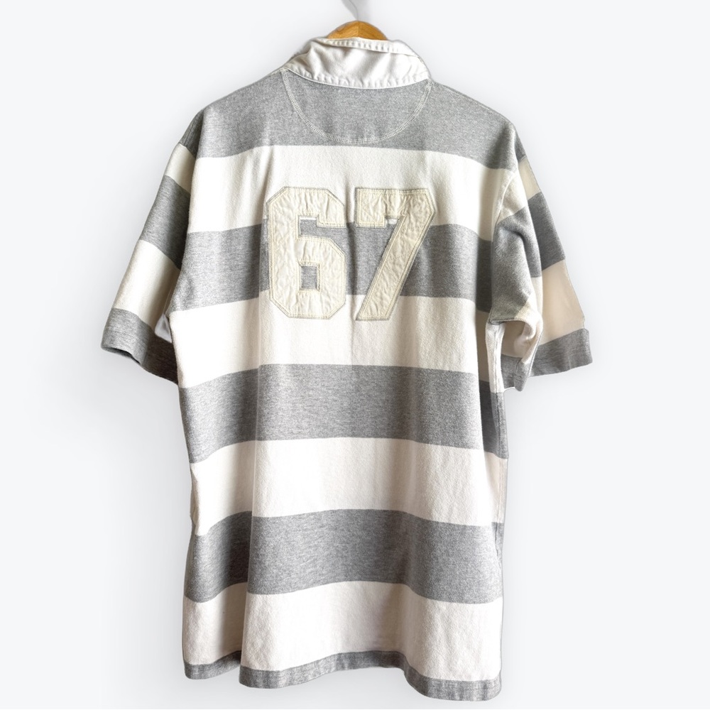 Vintage 90s Polo Jeans Co. Ralph Lauren rugby Stripe Polo large 67 applique back - Picture 3 of 10